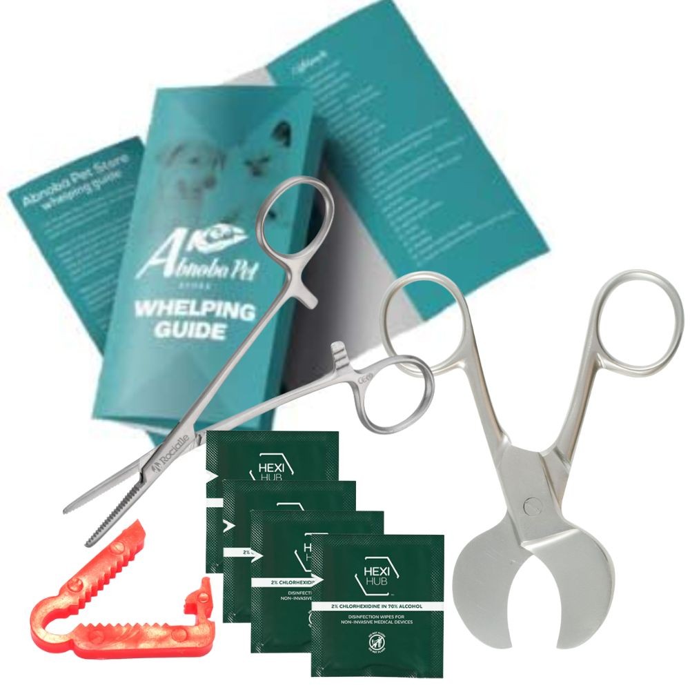 Alpha Dog Mini Basic Puppy Kitten Whelping Kit Sterile Forceps, Cord Scissors