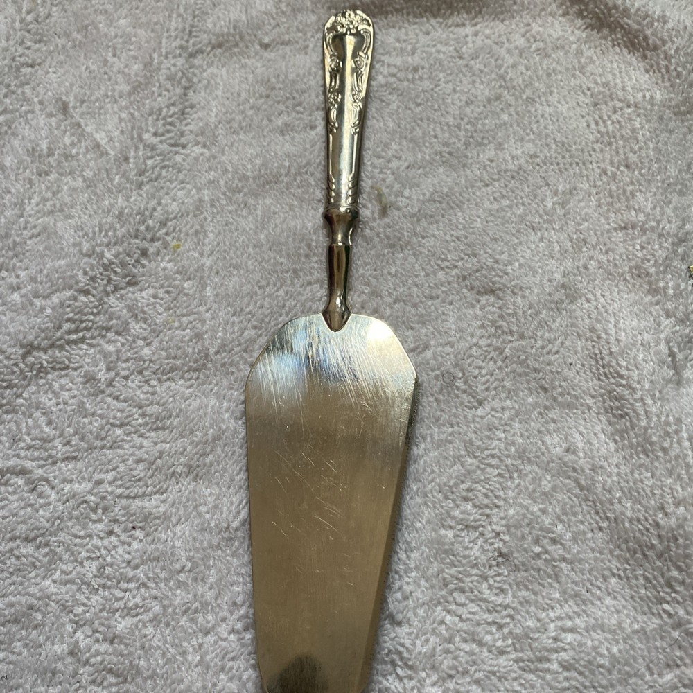 antique silver cake server 10”