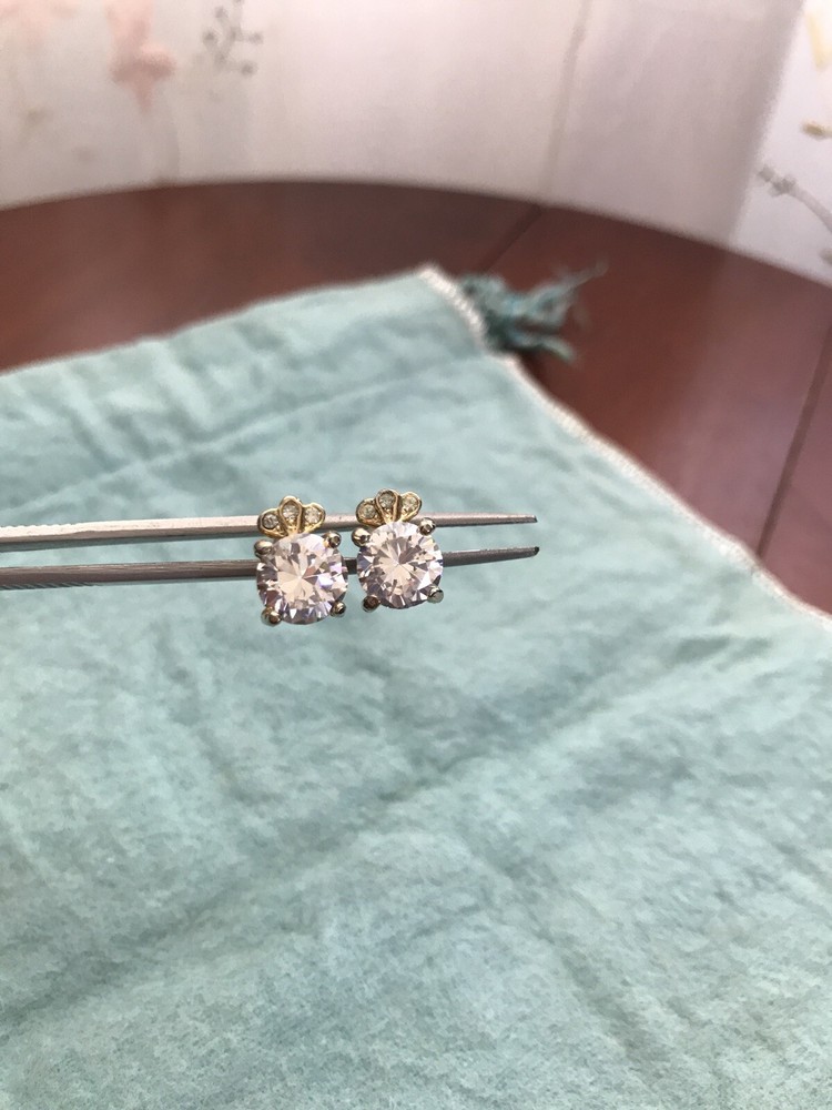 Vintage Crown Cubic Zirconia Square Stud Earrings