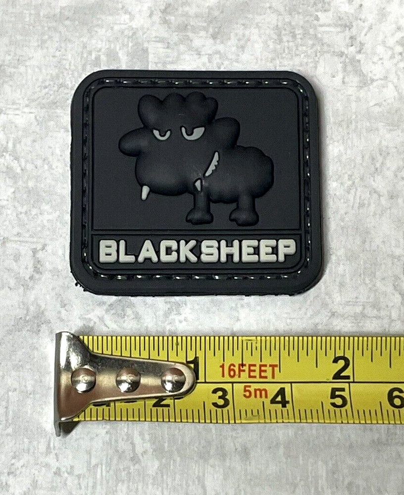 Black Sheep 3D Tactical Morale PVC Patch, Blacksheep Rubber PVC Patch Hook Back