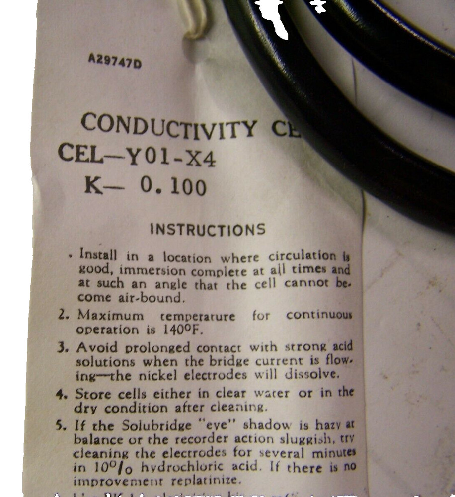 NEW BECKMAN INSTRUMENTS CONDUCTIVITY CELL CEL-Y01-X4