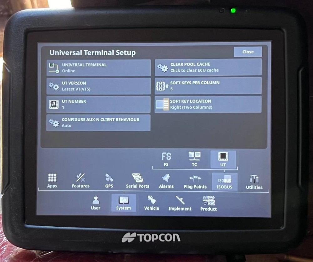 Topcon x25 Display Console P/N: AGA4397 Auto Steer Auto Section Control