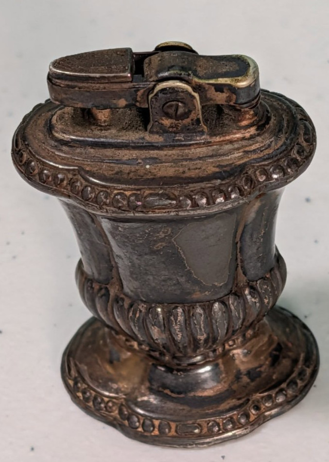 Ronson Mayfair Silver Plated Table Lighter UNTESTED PAT-19023 HT 3" Vintage
