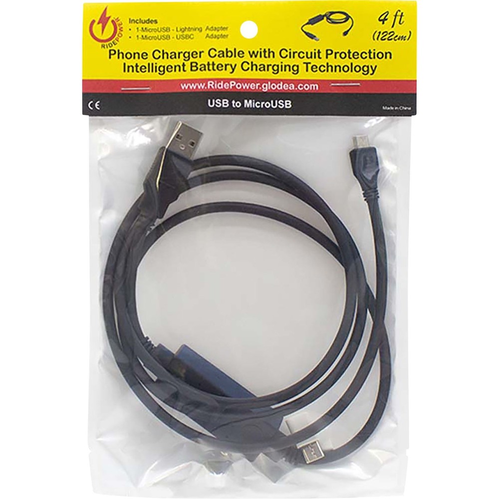 RidePower Phone Charging Cable - USB to Micro USB - 4' 1248USBMUSB4FT