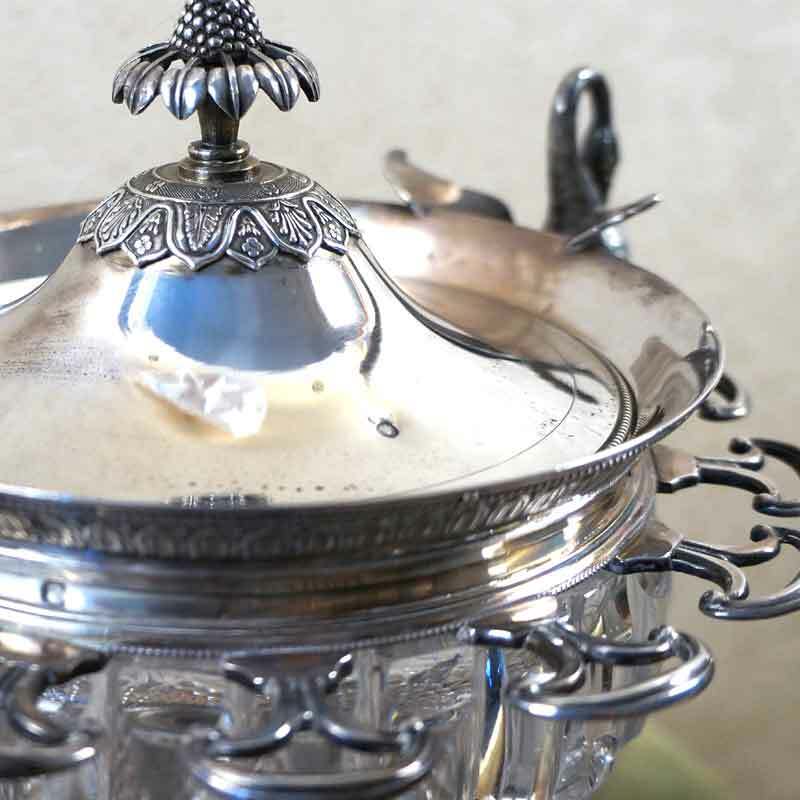 Vintage Britain Silver Crystal Centerpiece