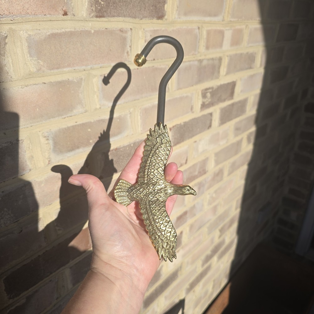 Vintage Solid Brass Eagle Damper Fireplace Hook Andrea Sadek NOS