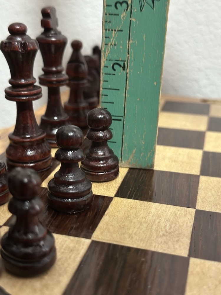 Handmade Solid & Inlaid Wood Folding Storage Chess Checkers Box Hinged