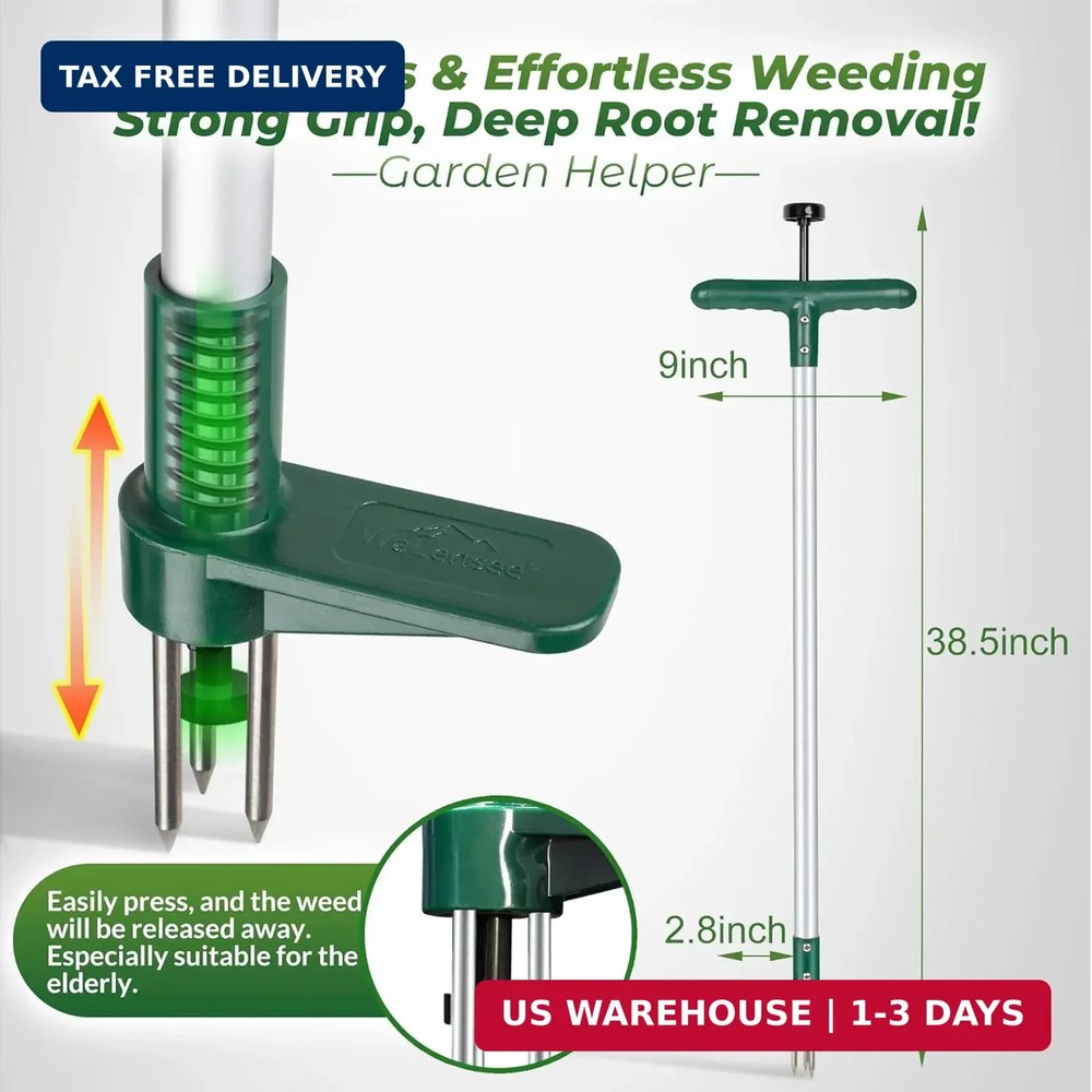 Walensee Weed Puller, Stand Up Weeder Hand Tool, Long Handle Garden Weeding Tool