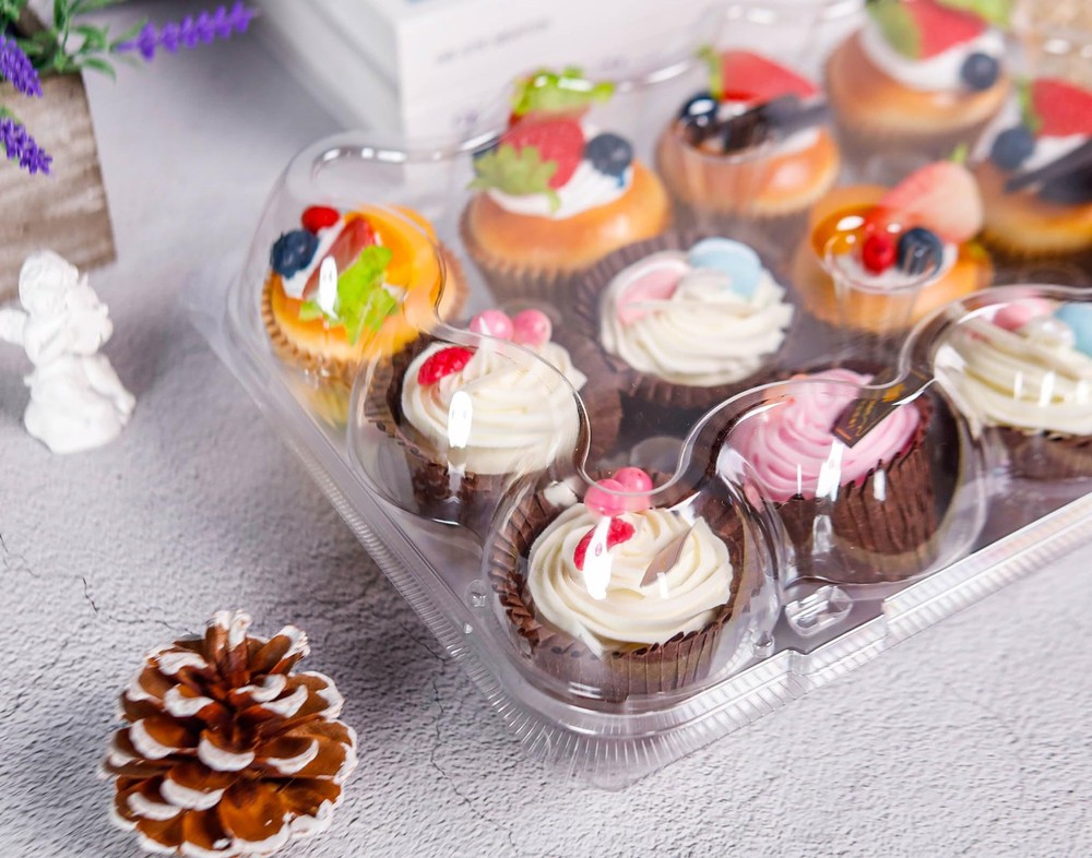 12 Count Cupcake Containers 12 Pack Cupcake Holders Plastic Stackable Cupcake Bo