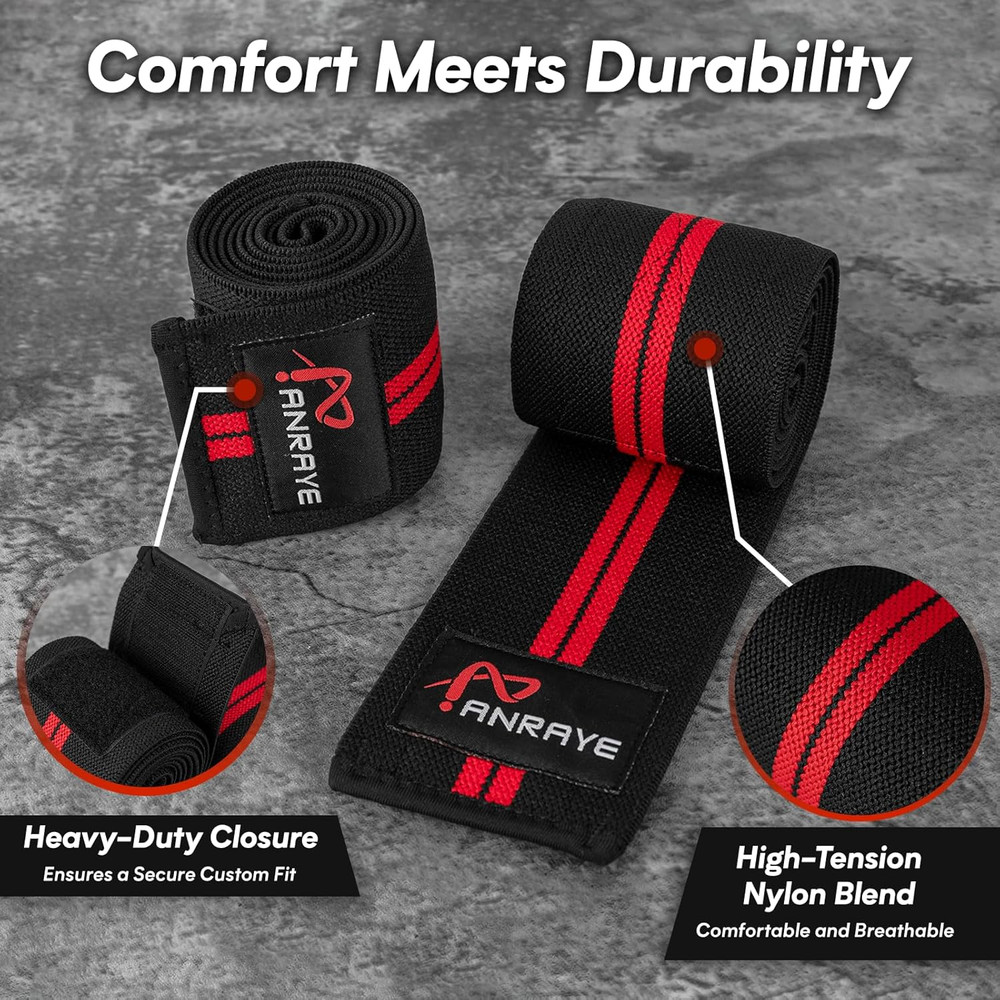Anraye Elbow Wraps for Weightlifting - 47" Adjustable Compression Straps & Brace