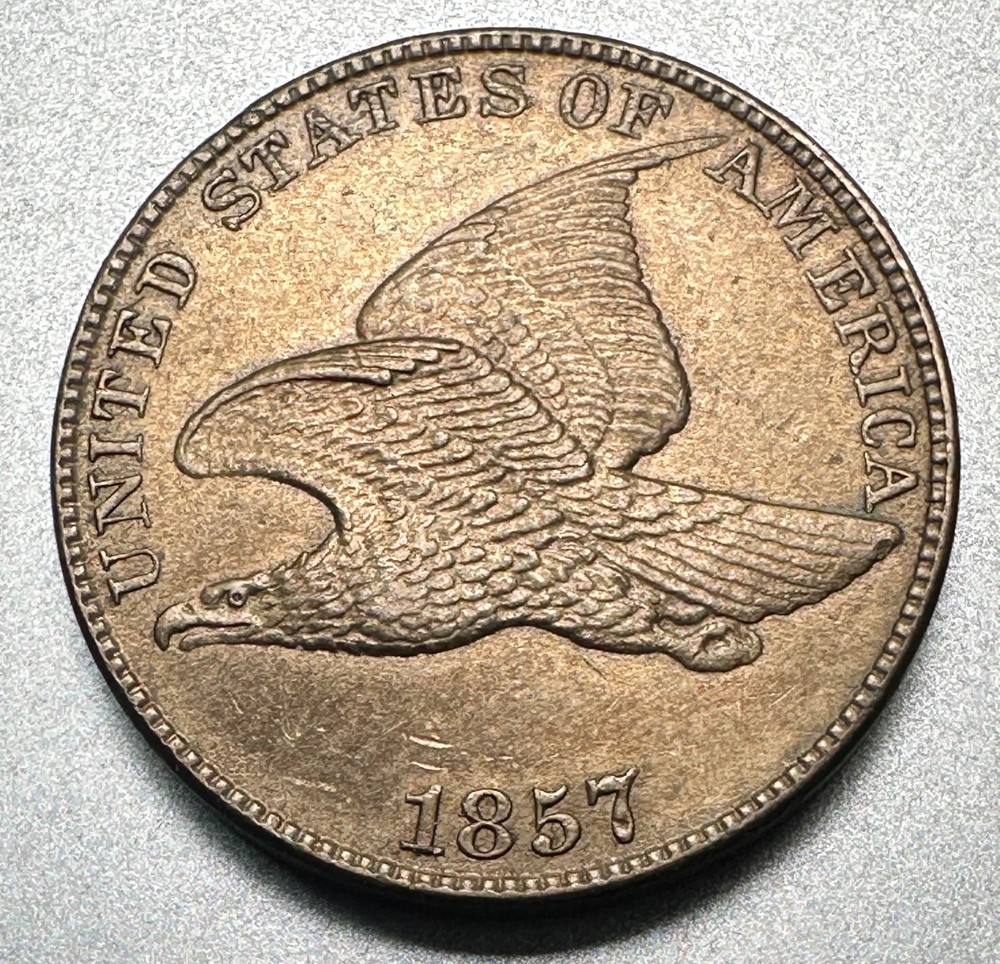 1857  FLYING EAGLE CENT   AU/UNC DETAILS   #1987