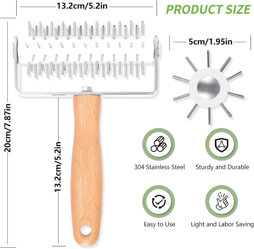 Pizza Dough Docker, Professional Dough Roller with Wooden Handle, Sturdy Pizz...