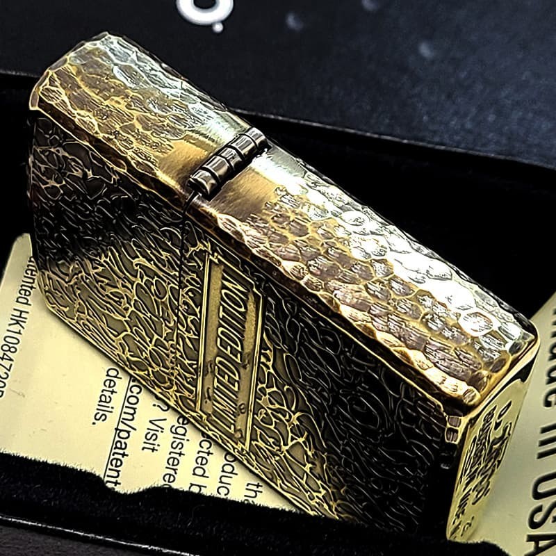 Zippo Three Side Leutor Brass oxidized Gold 5 Sided Processing Lighter Regular