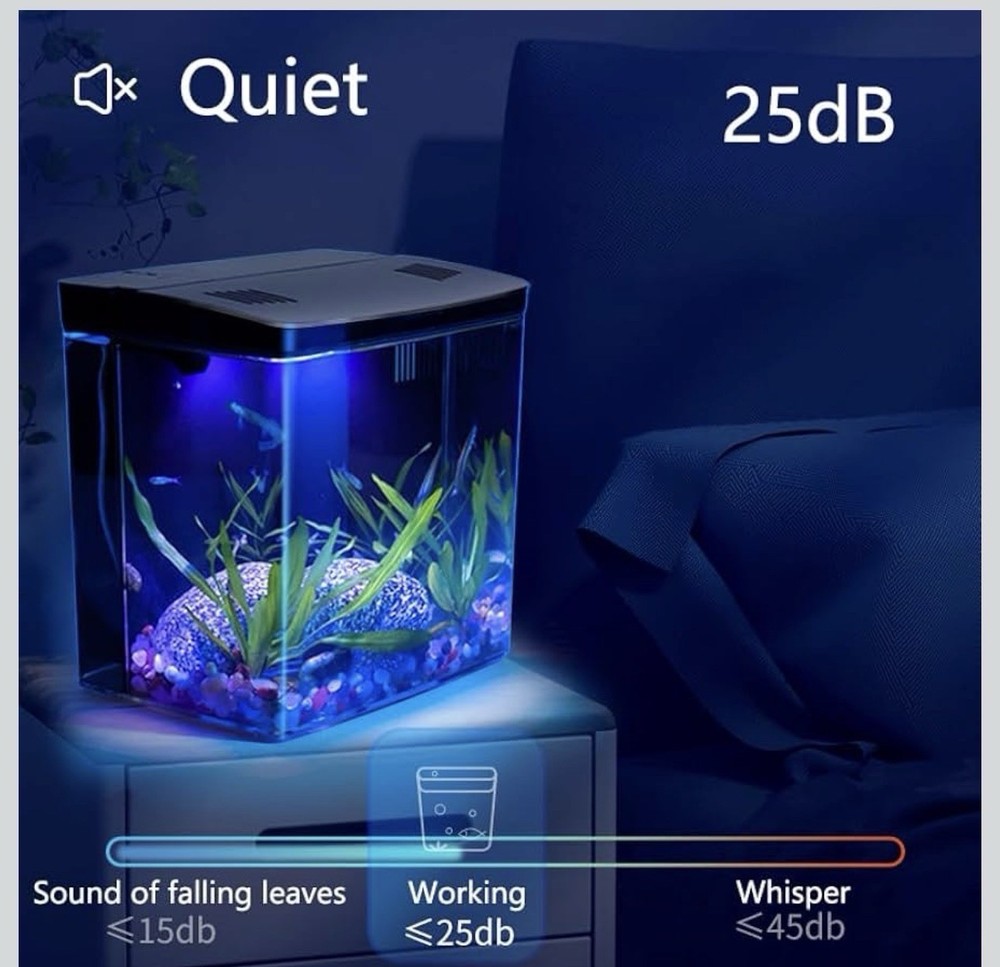 1.2 Gallon Acrylic Rectangle Aquarium Kit with Filter, Pump, USB, Buddha Statue