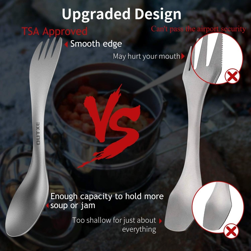 OUTXE Titanium 2 in 1 Fork Spoon Combo 2 Pack Ultra Light
