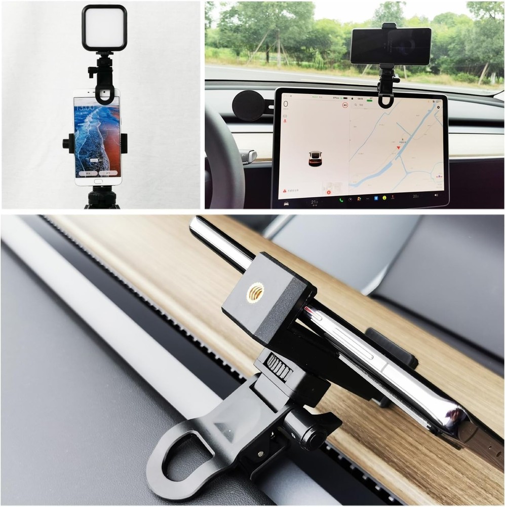 Multifunction Webcam Mount Clamp with Adjustable Light Holder Set of 2