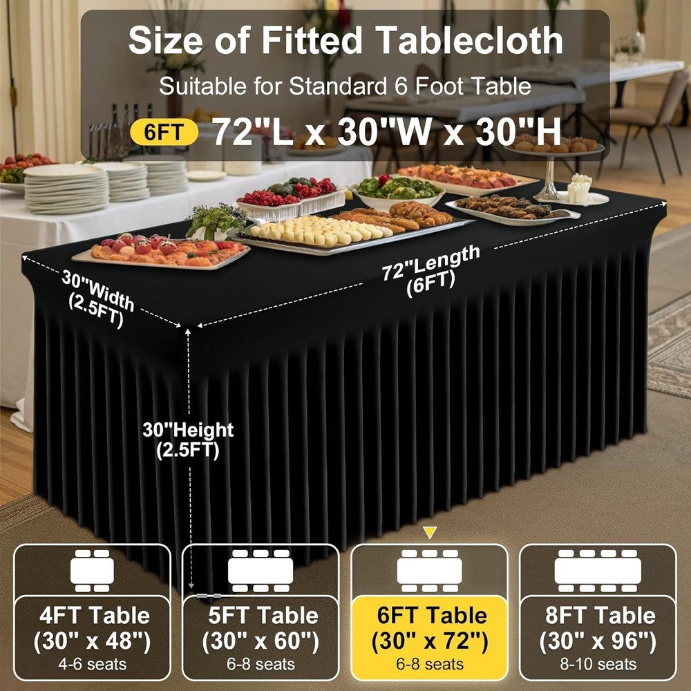 Spandex Tablecloth Elastic Fitted Stretch Tablecloth 6FT Rectangle Tables