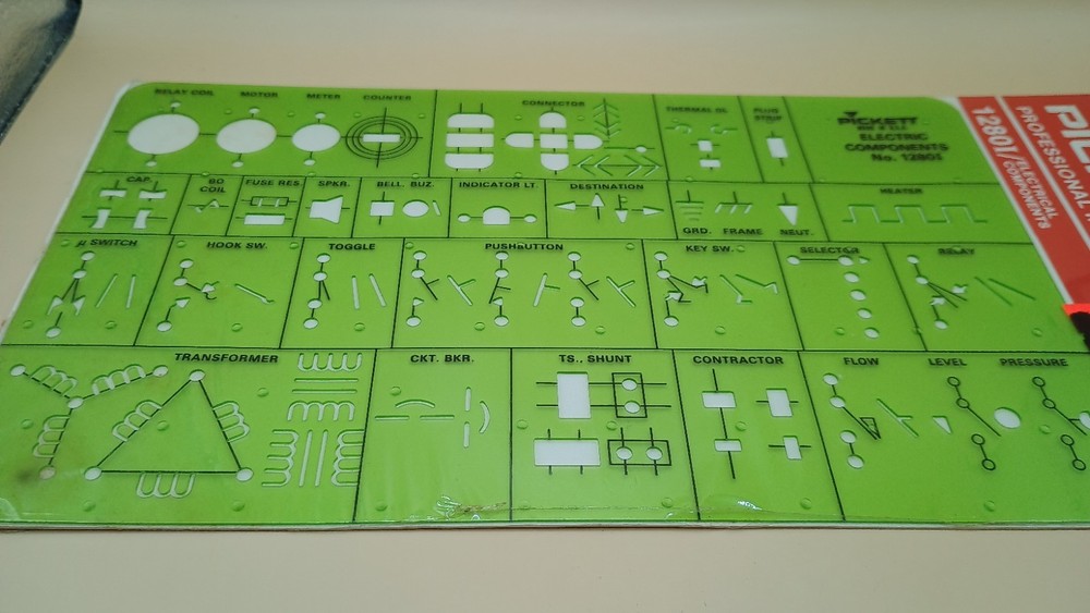 Vintage Pickett Professional Inking Template 1280I Electrical Components Stencil