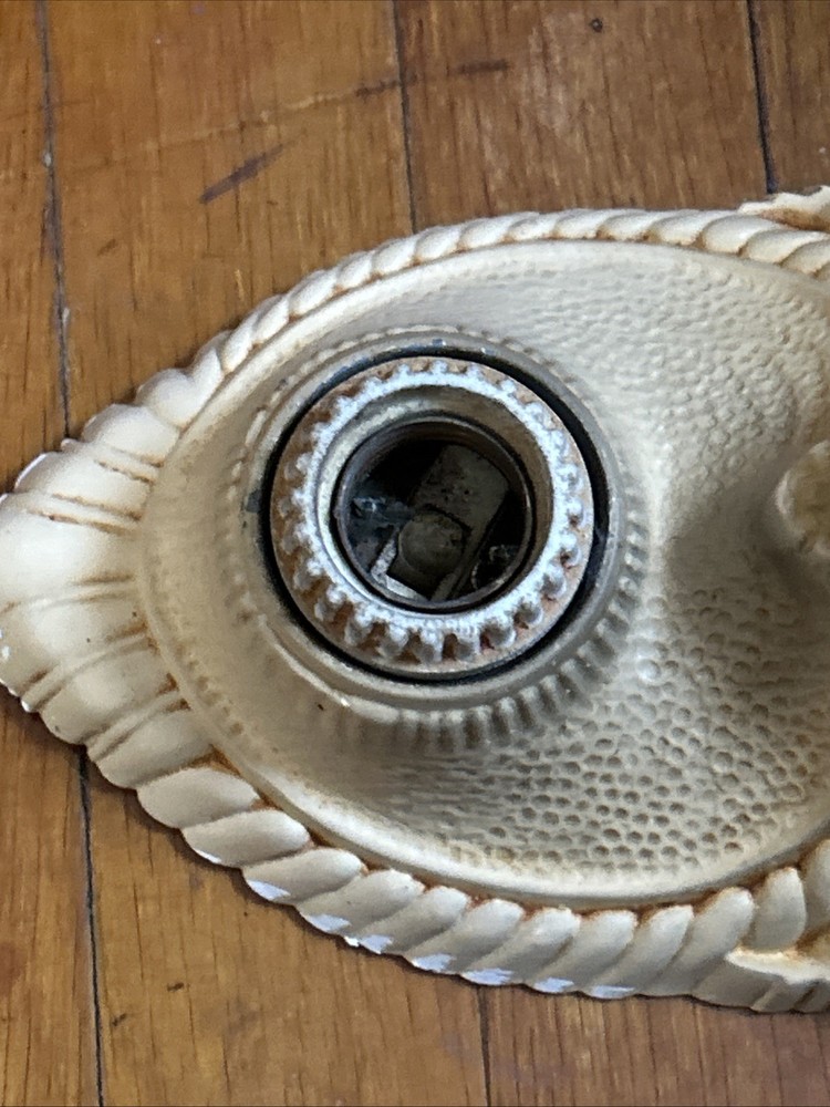 VINTAGE MOE BRIDGES CAST IRON 2 SOCKET FLUSH MOUNT LIGHT FIXTURE