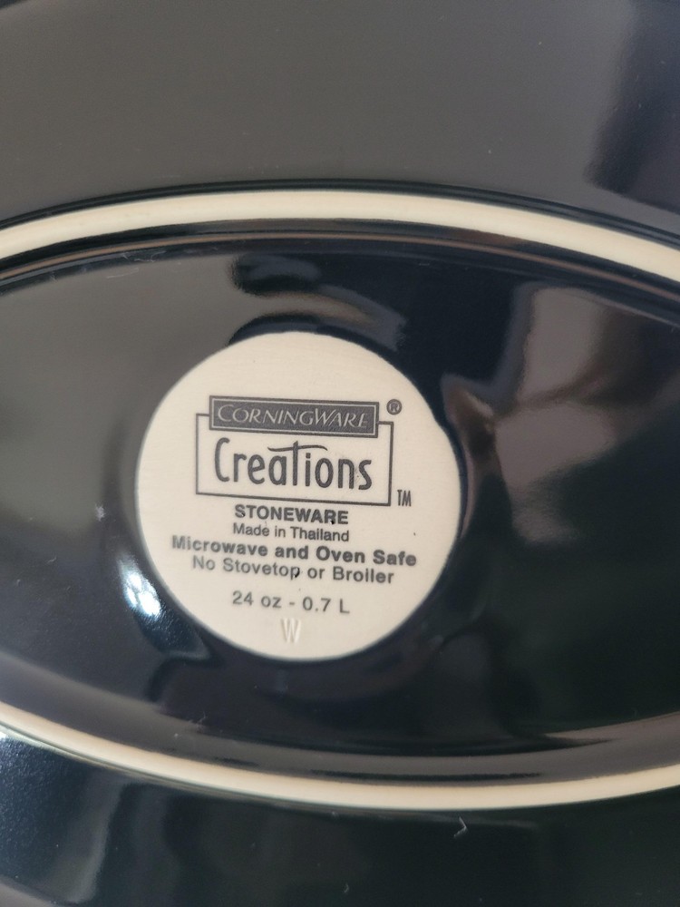 CorningWare Creations Black Stoneware Oval Baking Dish 24oz .7L Kitchen