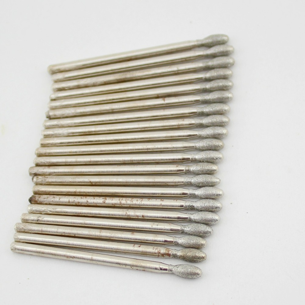 30Pcs 3mm 1/8" OVAL Tip Diamond Solid Bits Ellipse Grinding Head Tools for Stone