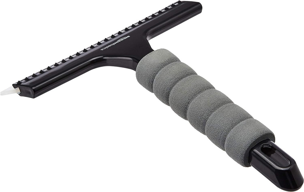 Window Squeegee with Handle for Car Windows, Glass, Mirror, Black