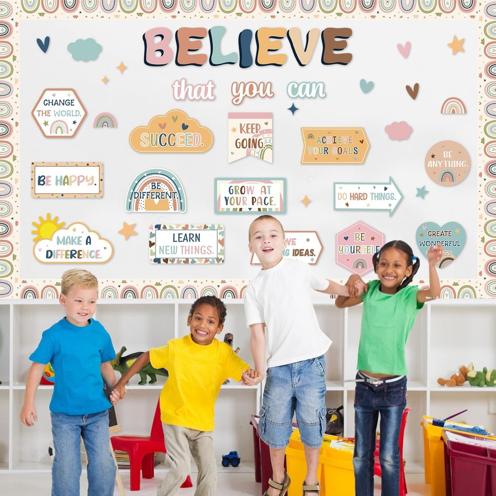 Boho Affirmation Station Bulletin Board Classroom Decorations Set Motivationa...