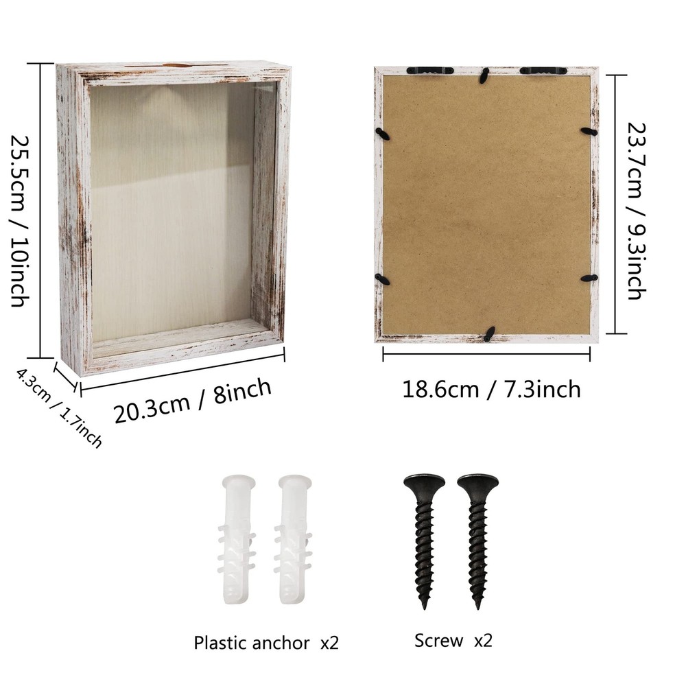 Small Shadow Box Seashell Collection White 8x10 Top Loading Display Case Frame