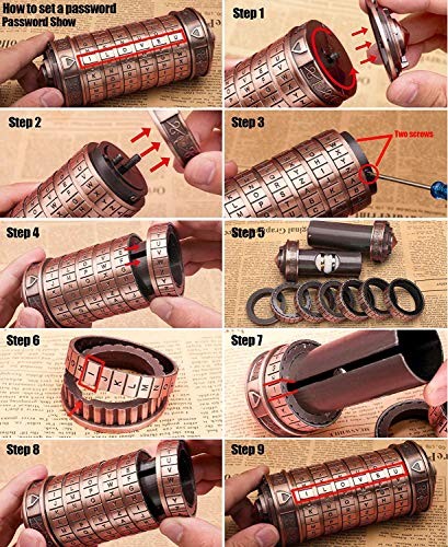 Cryptex Da Vinci Code Mini Cryptex Lock Puzzle Boxes with Special Copper