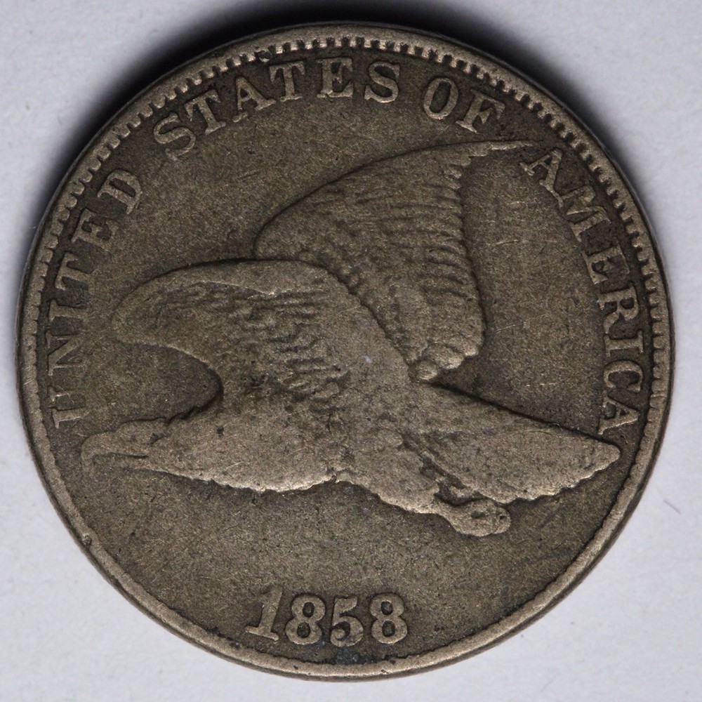 1858 LL Flying Eagle Cent Penny VF E108 URNM