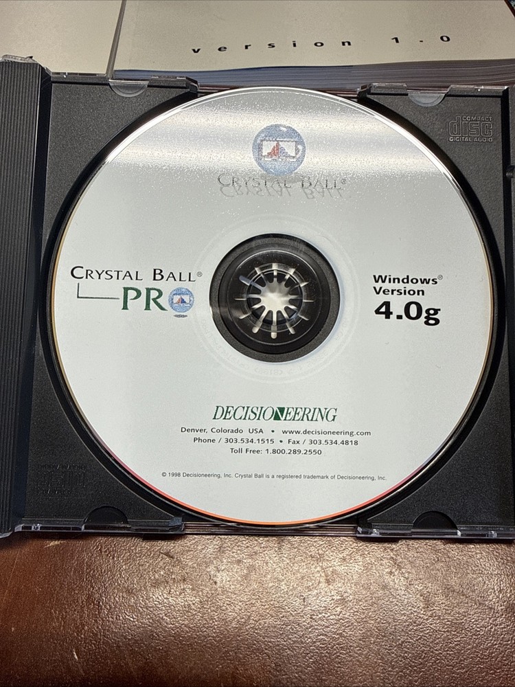 Decisioneering Crystal Ball Software Windows Version 4.0g Tutorials CD Books