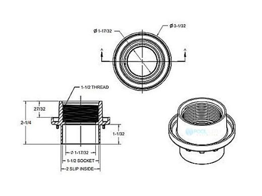AquaStar 3703 2" Light Gray Niche/Return Fitting