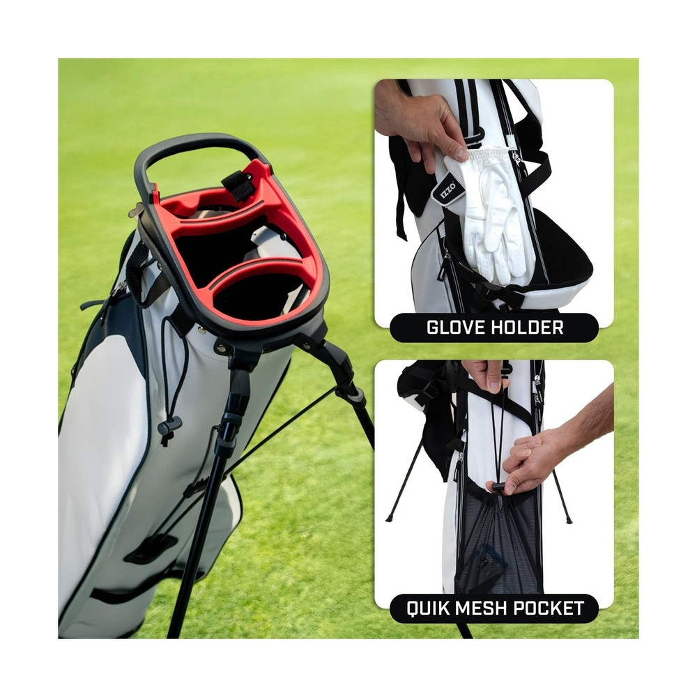 Izzo Quick 9 Golf Stand Bag White