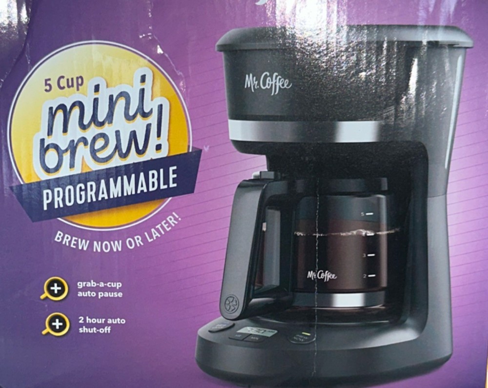 Mr. Coffee 5-Cup Programmable Filter Coffee Maker Black Pause-and-Serve Digital