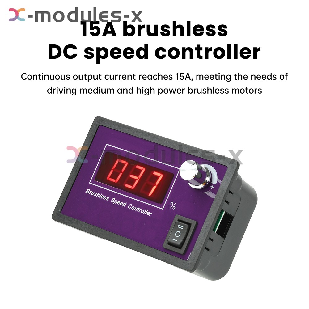 10-55V15A Brushless DC Speed Controller 3-Phase Motor Controller Forward/Reverse