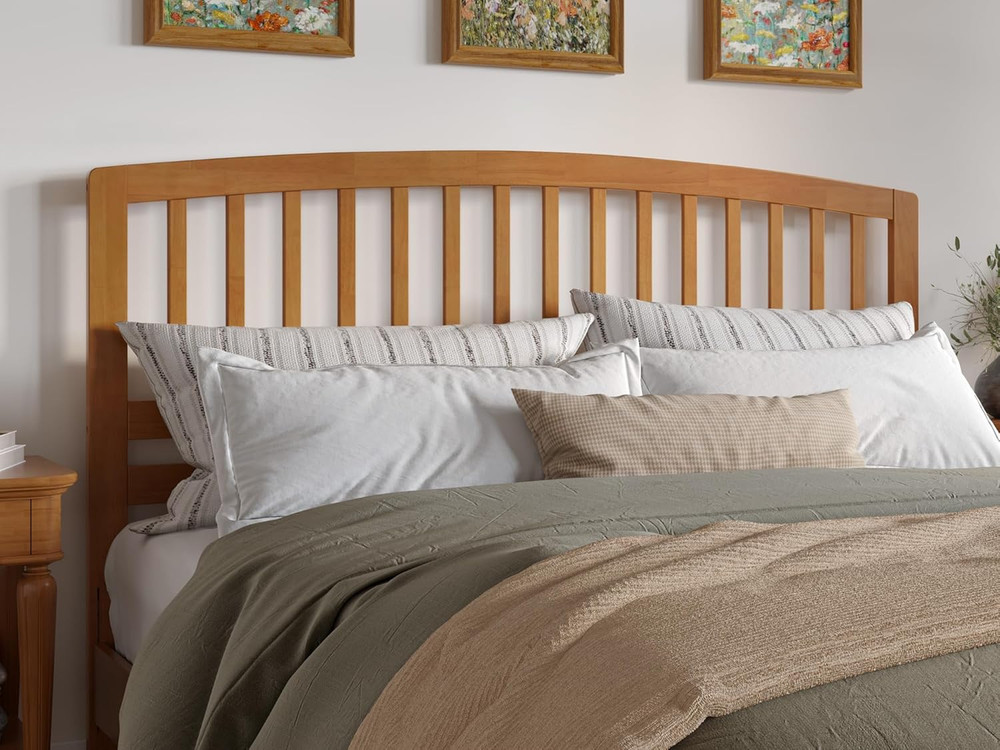 Light Toffee Richmond King Solid Wood Headboard with Charger Upgrade