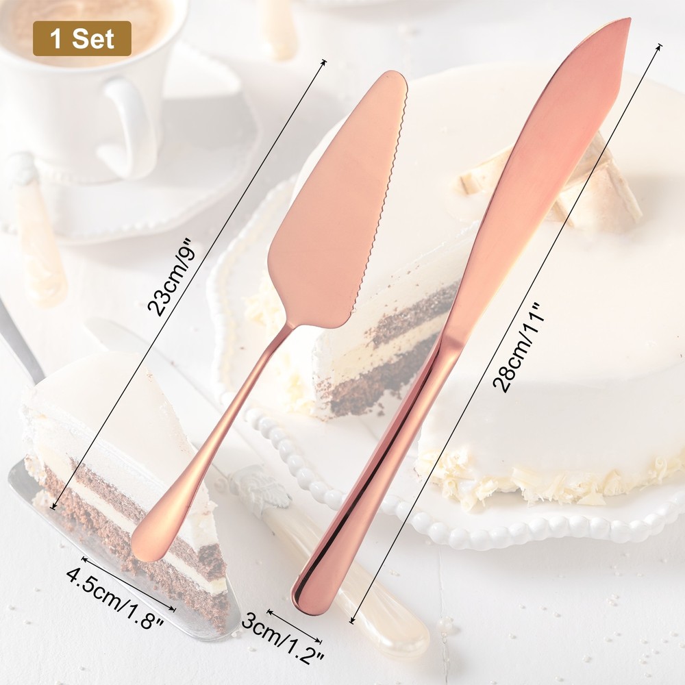 Wedding Cake Knife and Server Set, Pink Cake Cutting Set (11/9 Inch)