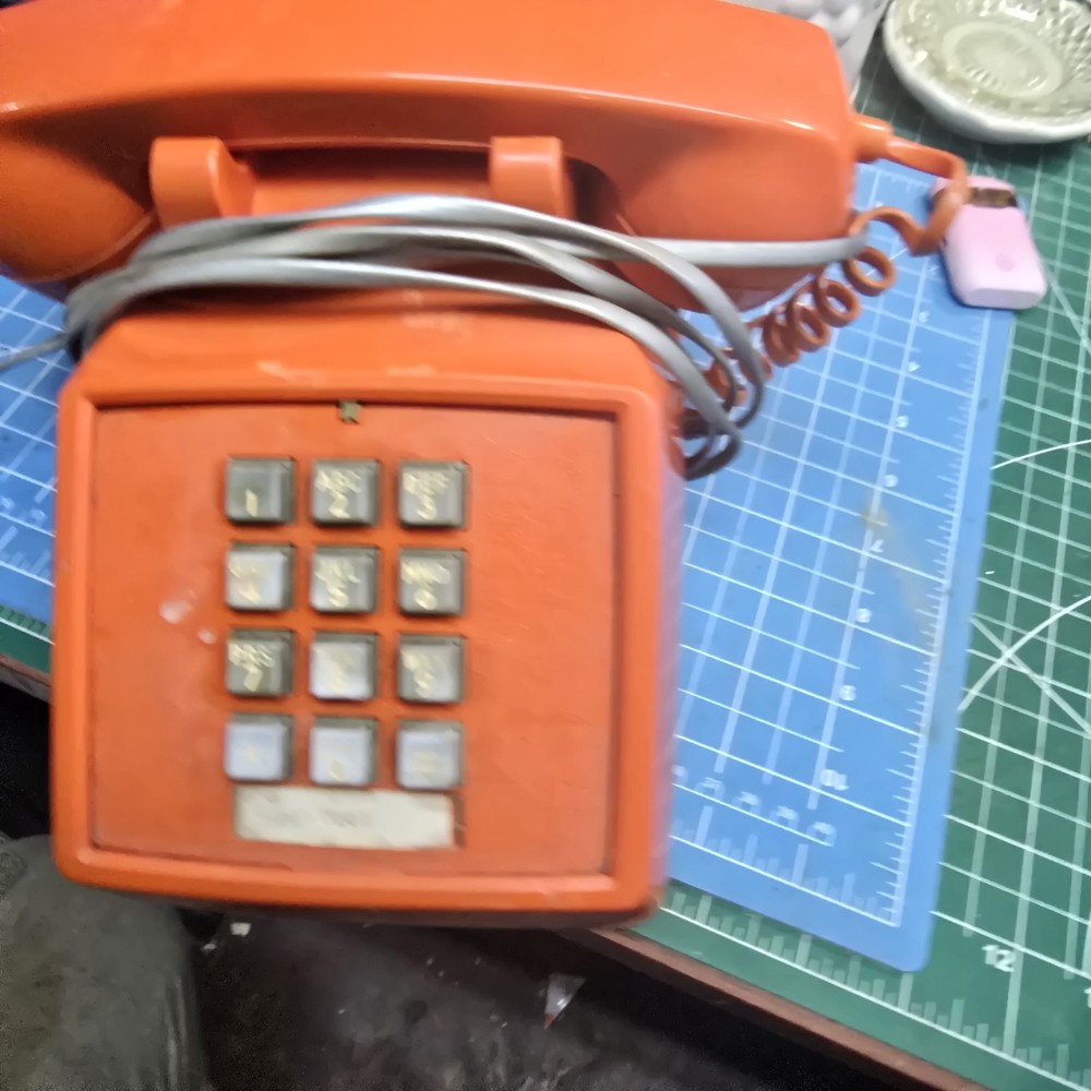 Original Rare ITT Orange Push Button Phone