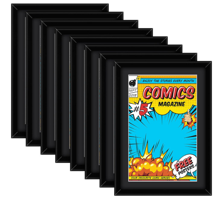 8 Pack Comic Book Frame Black Mat, UV Protection, Comic Picture Magazine Frames