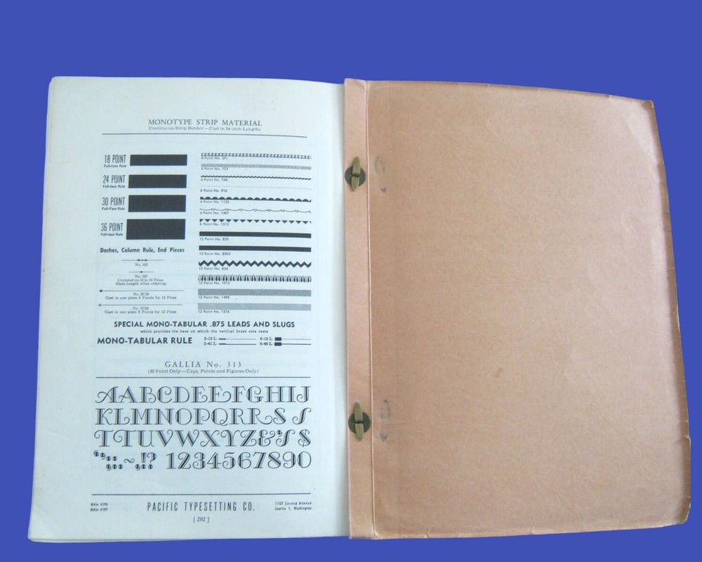 Pacific Type Borders/Rules/Ornaments; 1930s Typesetting/Graphic Art/Print Guide