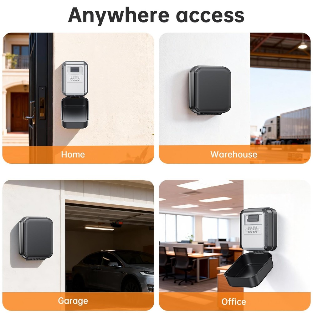 Light Up Key Lock Box Waterproof Wall Mount Portable 4Digit Combination Key ...