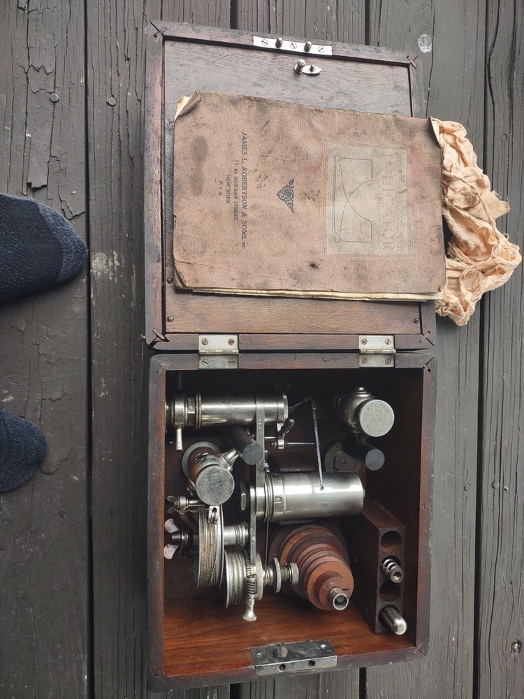 Improved Robertson-Thompson Steam Engine Indicator w/ Box - Vintage