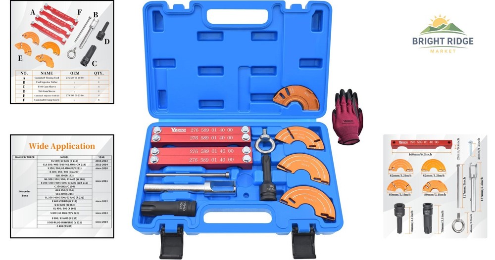 Engine Timing Tool Kit with Camshaft Adjusters and Fuel Injector Puller