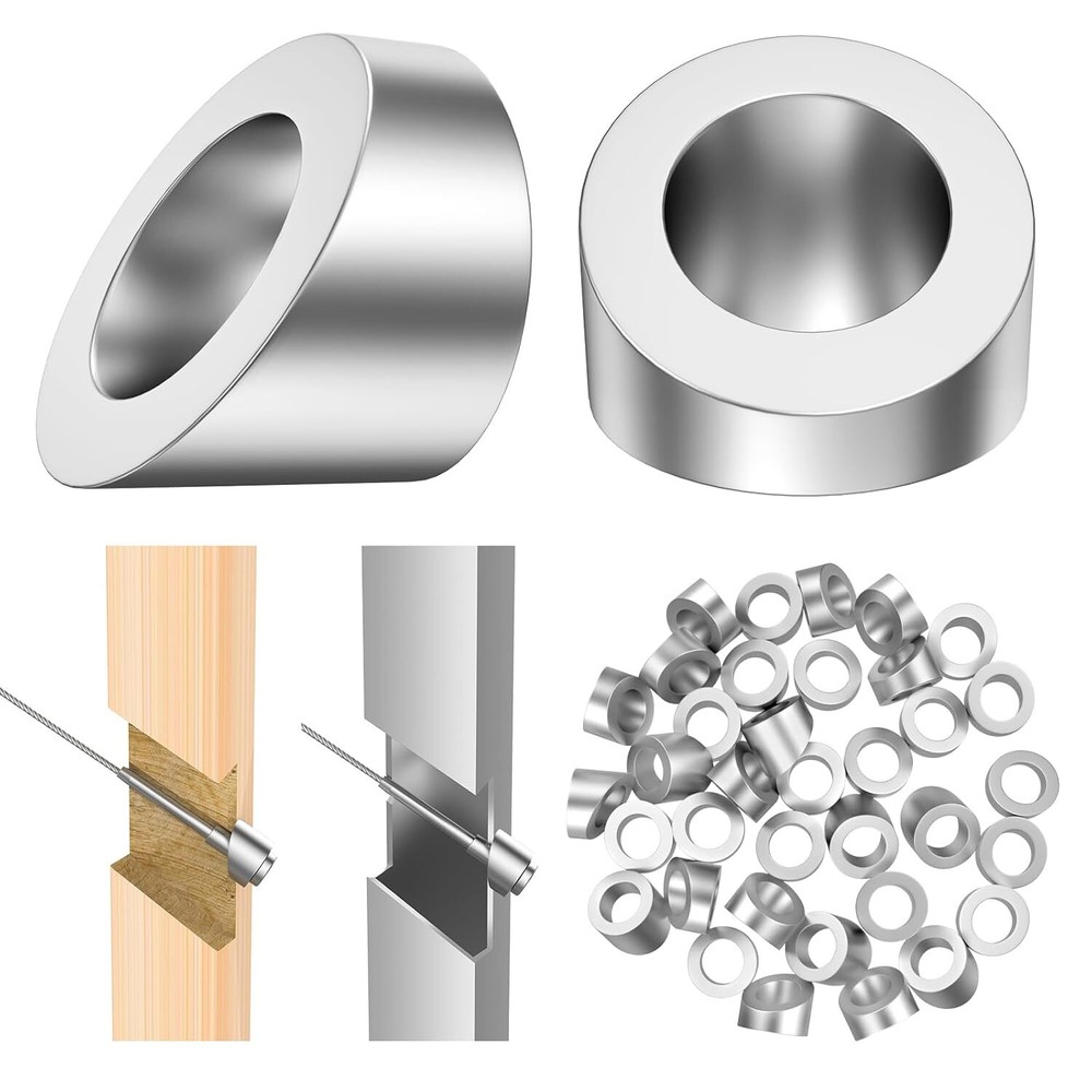 5/16" ID Angle Washers For Cable Railing Posts Stainless Steel 30 Degree 30 Pack