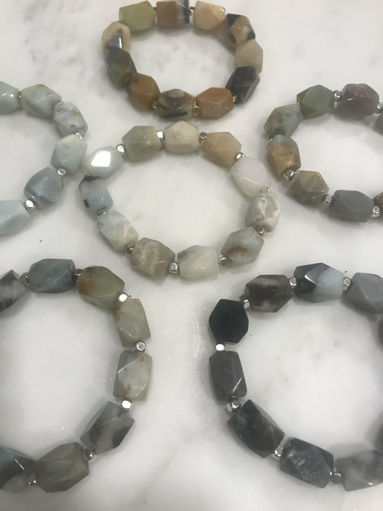 Amazonite barrel bead bracelet