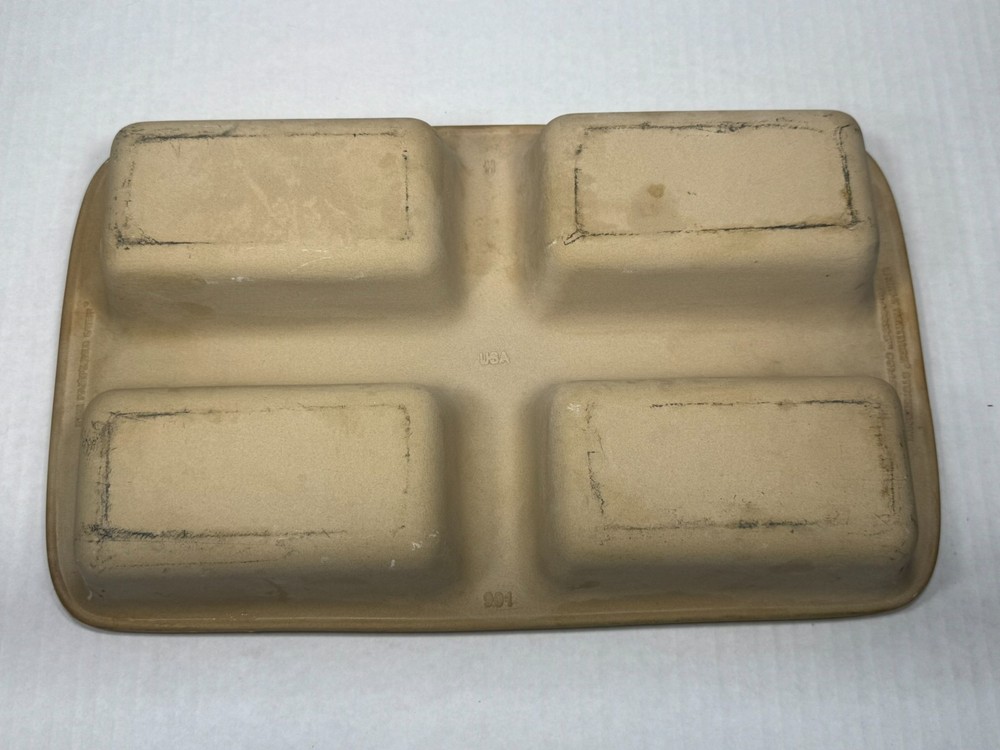 Pampered Chef Stoneware Mini 4 Four Loaf Pan (904) Bread Baking Meatloaf
