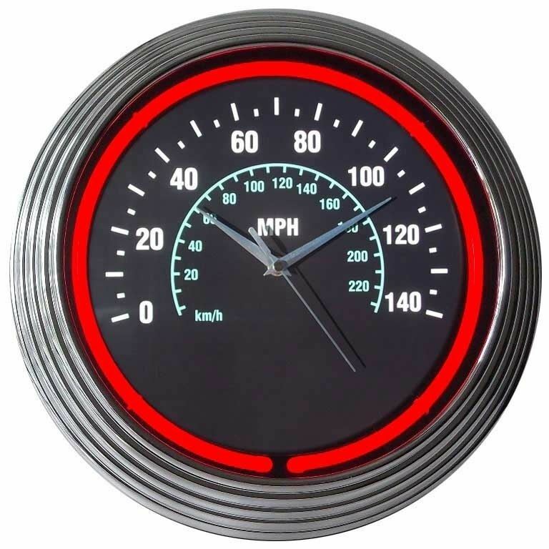 Neon Clock - Speedometer Style w/ Red Neon * High Quality * Free USA Shipping 😎