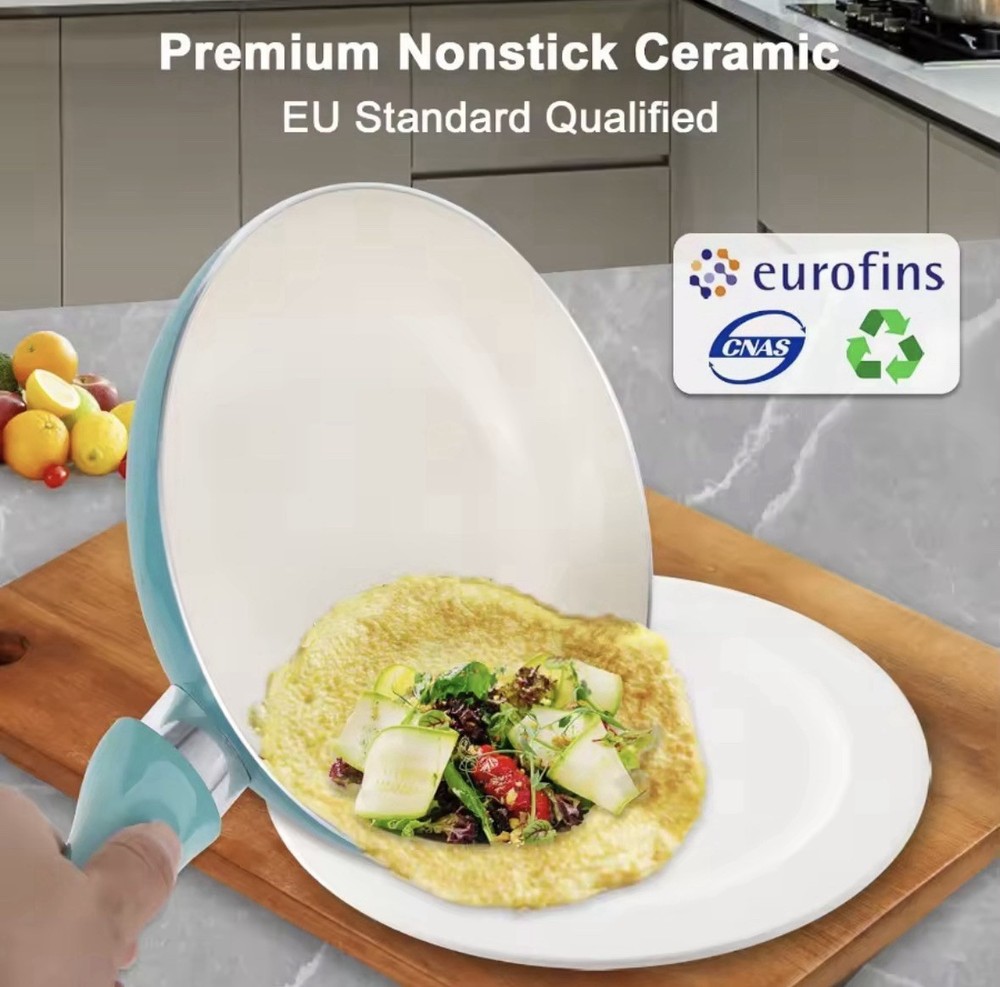non stick ceramic cookware set 11 Piece Turquoise