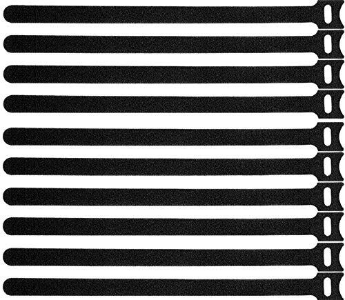 50-Pack 12in Reusable Microfiber Cloth Cable Ties Black Hook and Loop Fasteners