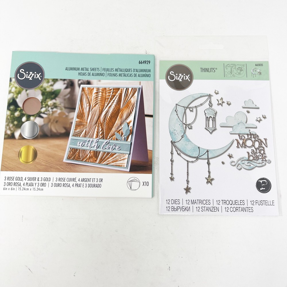 Sizzix Thinlits To The Moon Back Cutting Dies Metal Sheets Bundle NEW